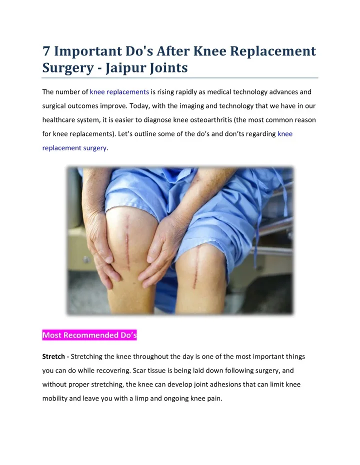 PPT 7 Important Do's After Knee Replacement Surgery Jaipur Joints