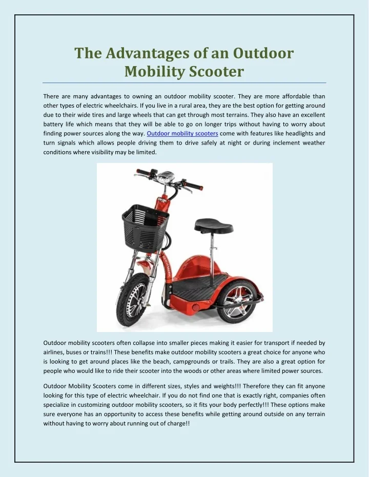 PPT The Advantages of an Outdoor Mobility Scooter PowerPoint