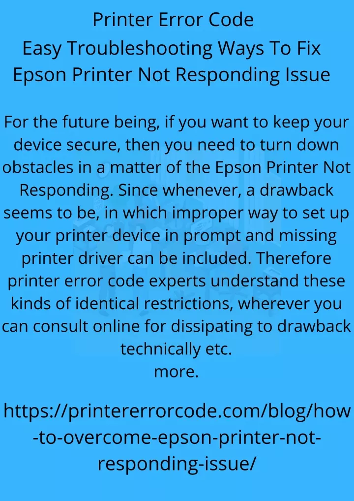 Ppt Easy Troubleshooting Ways To Fix Epson Printer Not Responding Issue Powerpoint 1430