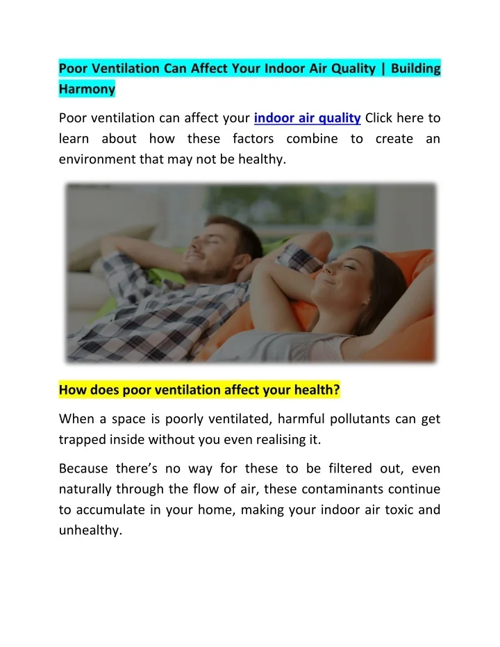 PPT - Poor Ventilation Can Affect Your Indoor Air Quality - Building ...