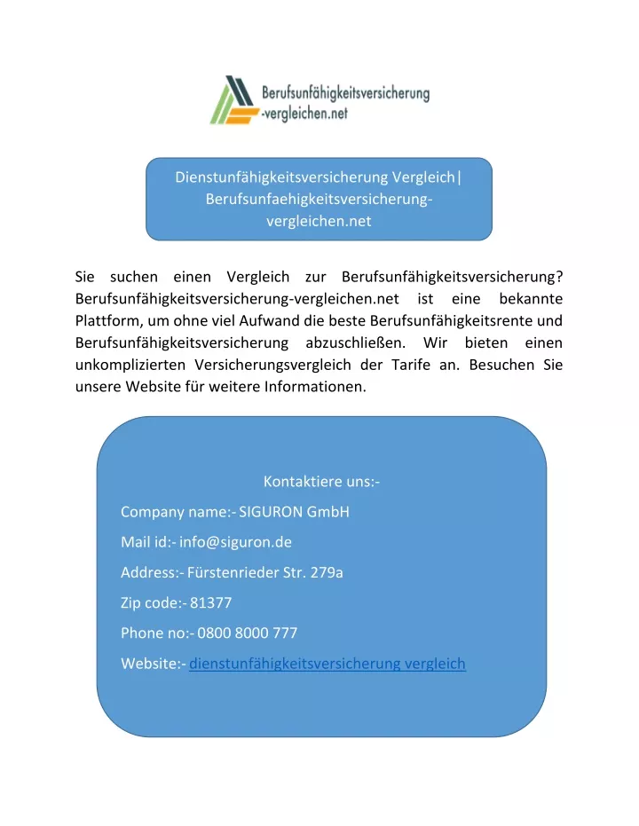 PPT - Dienstunfähigkeitsversicherung Vergleich ...