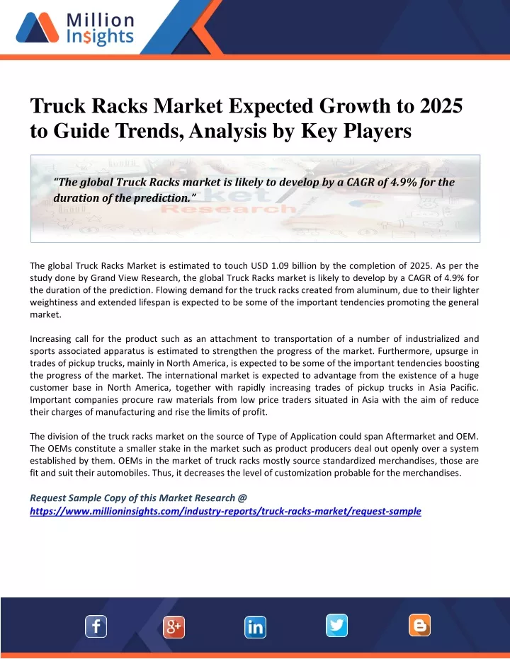 PPT Truck Racks Market Size, Current Trends and Economic Effects To