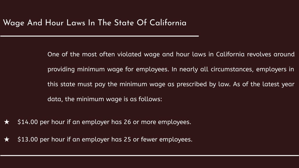 PPT What Are The Wage And Hour Laws For State In California