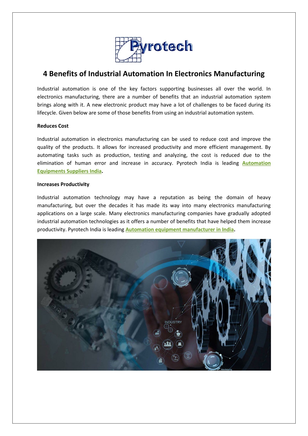PPT - 4 Benefits of Industrial Automation In Electronics Manufacturing ...