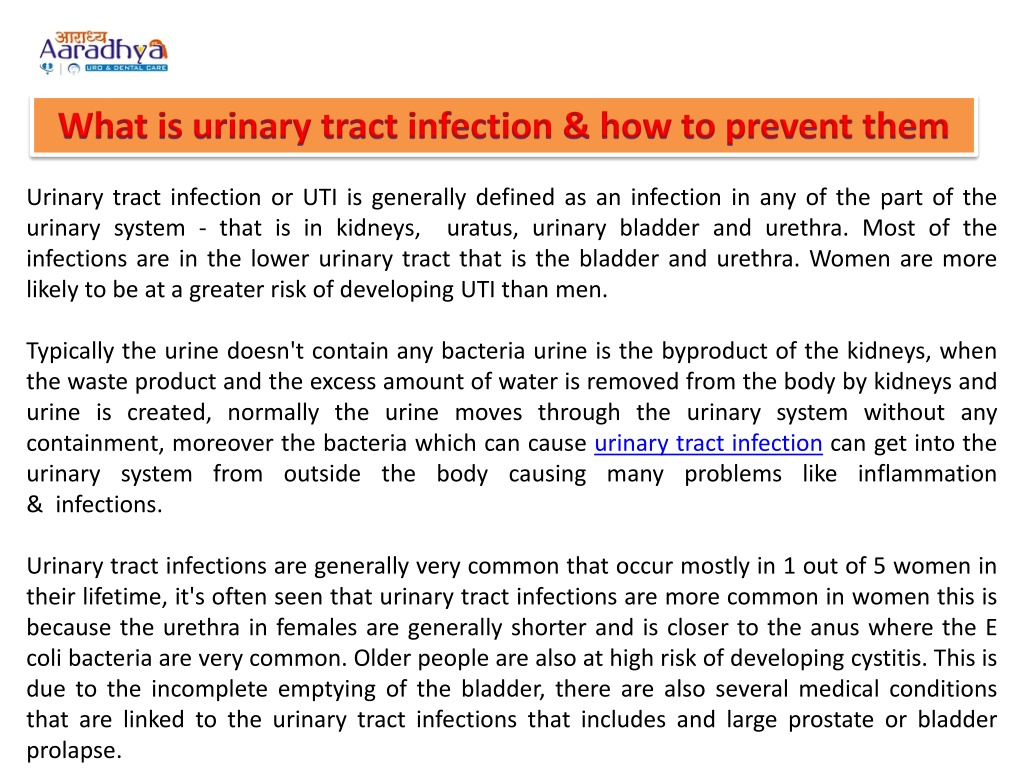 PPT - What Is Urinary Tract Infection & How To Prevent Them PowerPoint ...