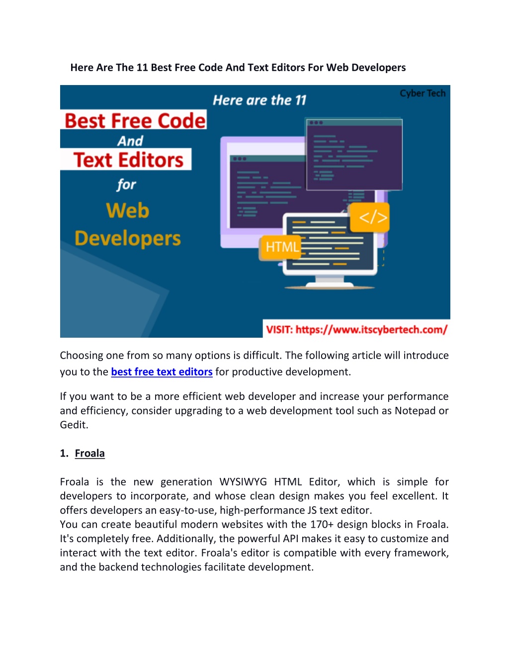 TOP 5 Free Text Editors for Developers