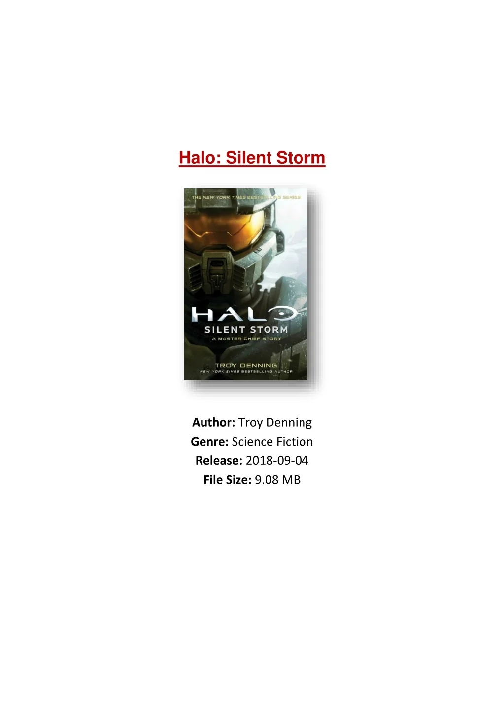PPT [PDF] Free Download Halo Silent Storm By Troy Denning