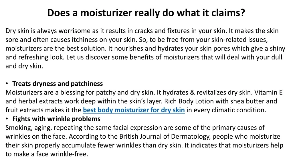 PPT Best Body Moisturizer For Dry Skin PowerPoint Presentation, free download ID10921141