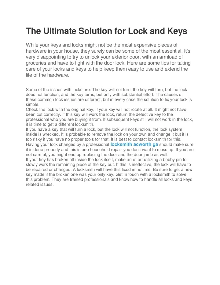 PPT The Ultimate Solution for Lock and Keys PowerPoint Presentation