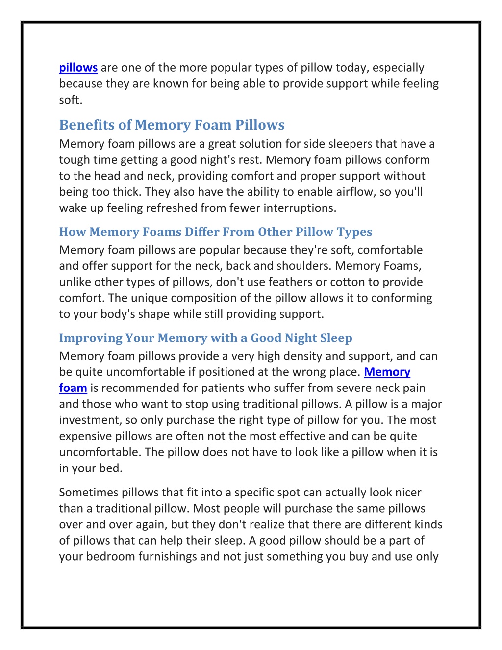 PPT Are Memory Foam Pillows Good For Side Sleepers PowerPoint 