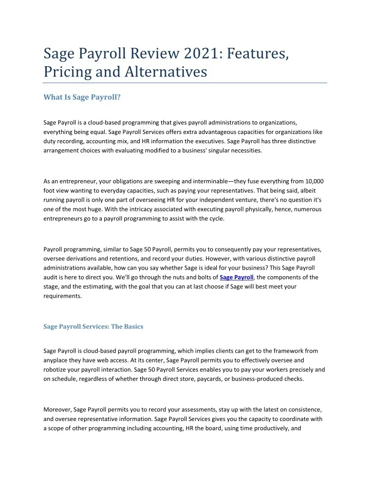 PPT Sage Payroll Review 2021 Features Pricing And Alternatives 