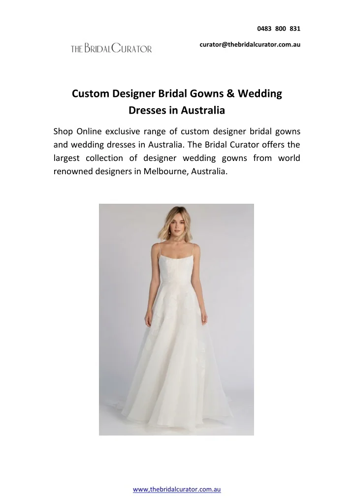 PPT Custom Designer Bridal Gowns & Wedding Dresses in Australia The