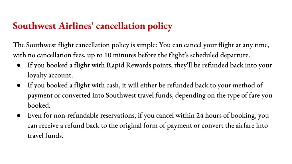 southwest travel refund policy