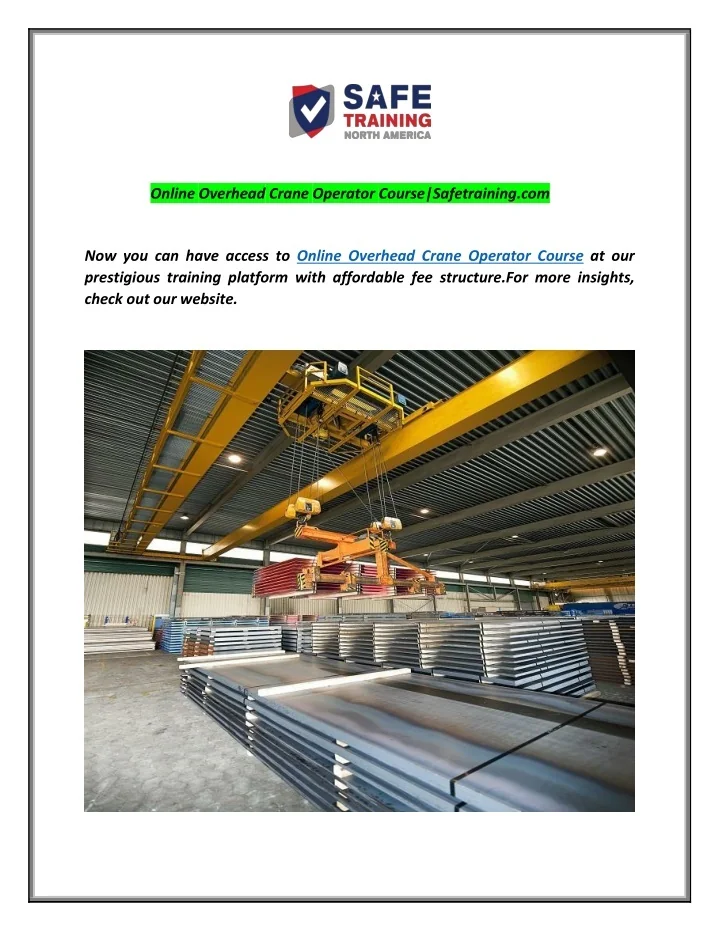 PPT Online Overhead Crane Operator PowerPoint