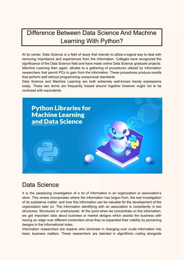 PPT - Difference Between Data Science And Machine Learning With Python ...