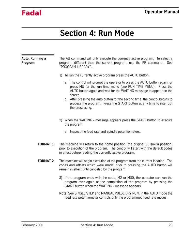 PPT Download Operator Manual For Fadal Run Mode PowerPoint