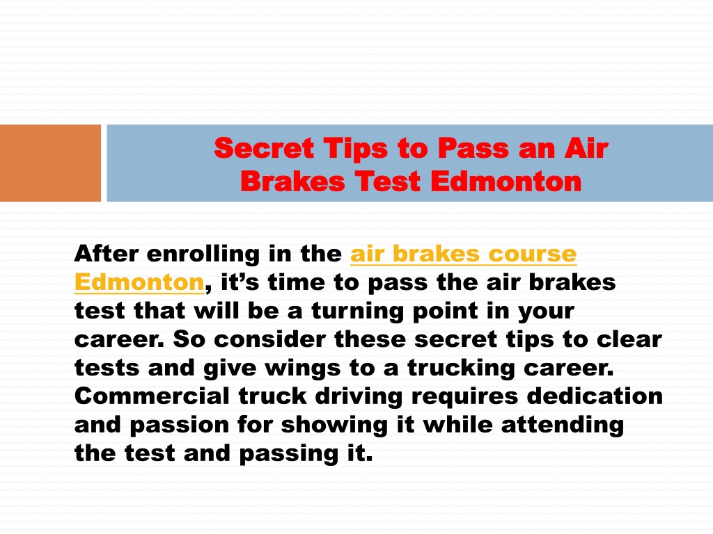 Air Brake Test Edmonton at Jerry Lombardo blog