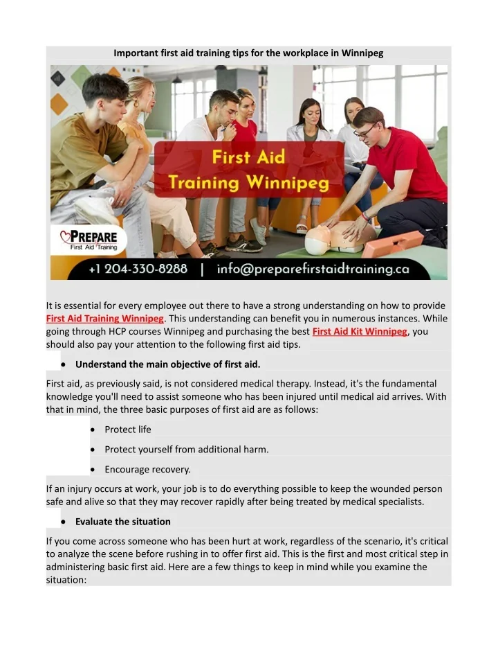 PPT Important first aid training tips for the workplace in Winnipeg
