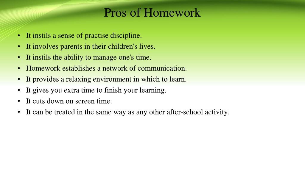 5 pros of homework