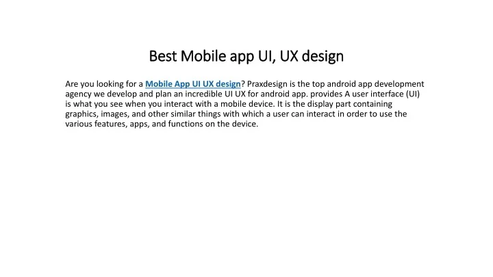 PPT - Best Mobile app UI, UX design PowerPoint Presentation, free ...