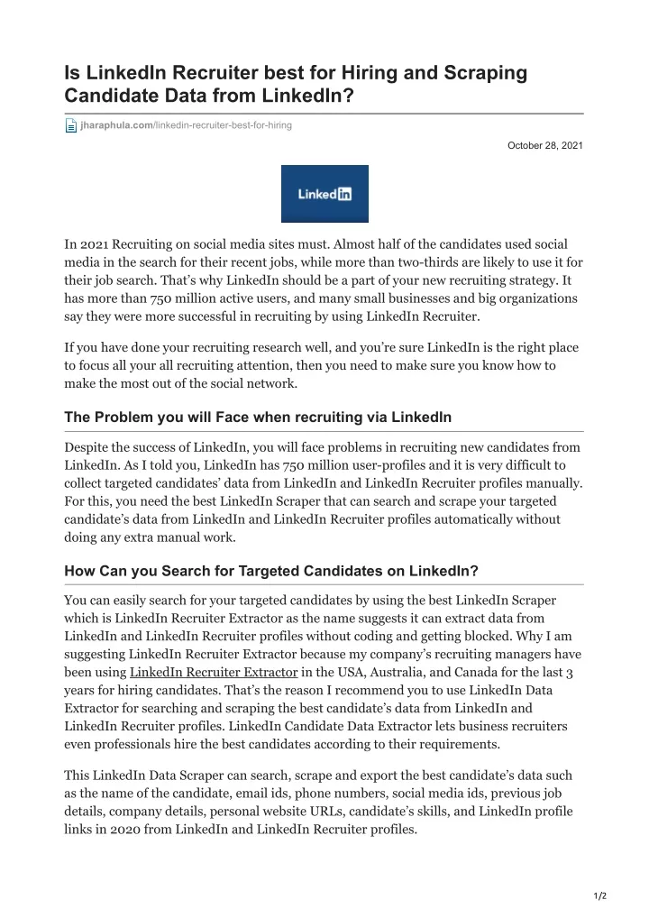 linkedin recruiter job linkedin recruiter job