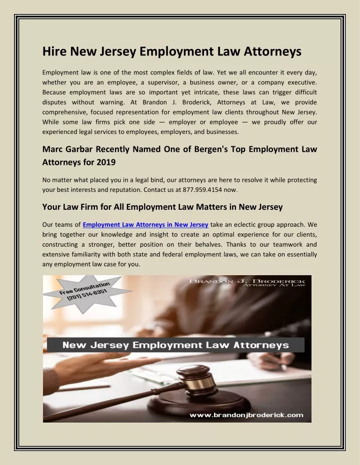 Ppt Hire New Jersey Employment Law Attorneys Powerpoint Presentation