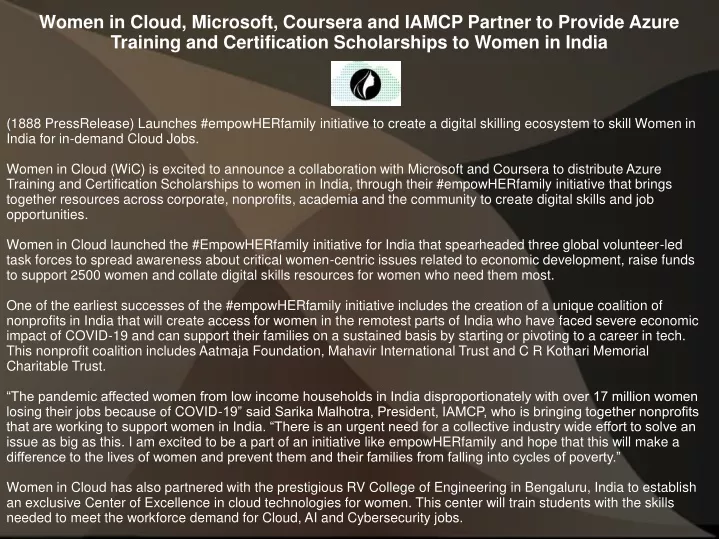 women in cloud microsoft coursera and iamcp n.