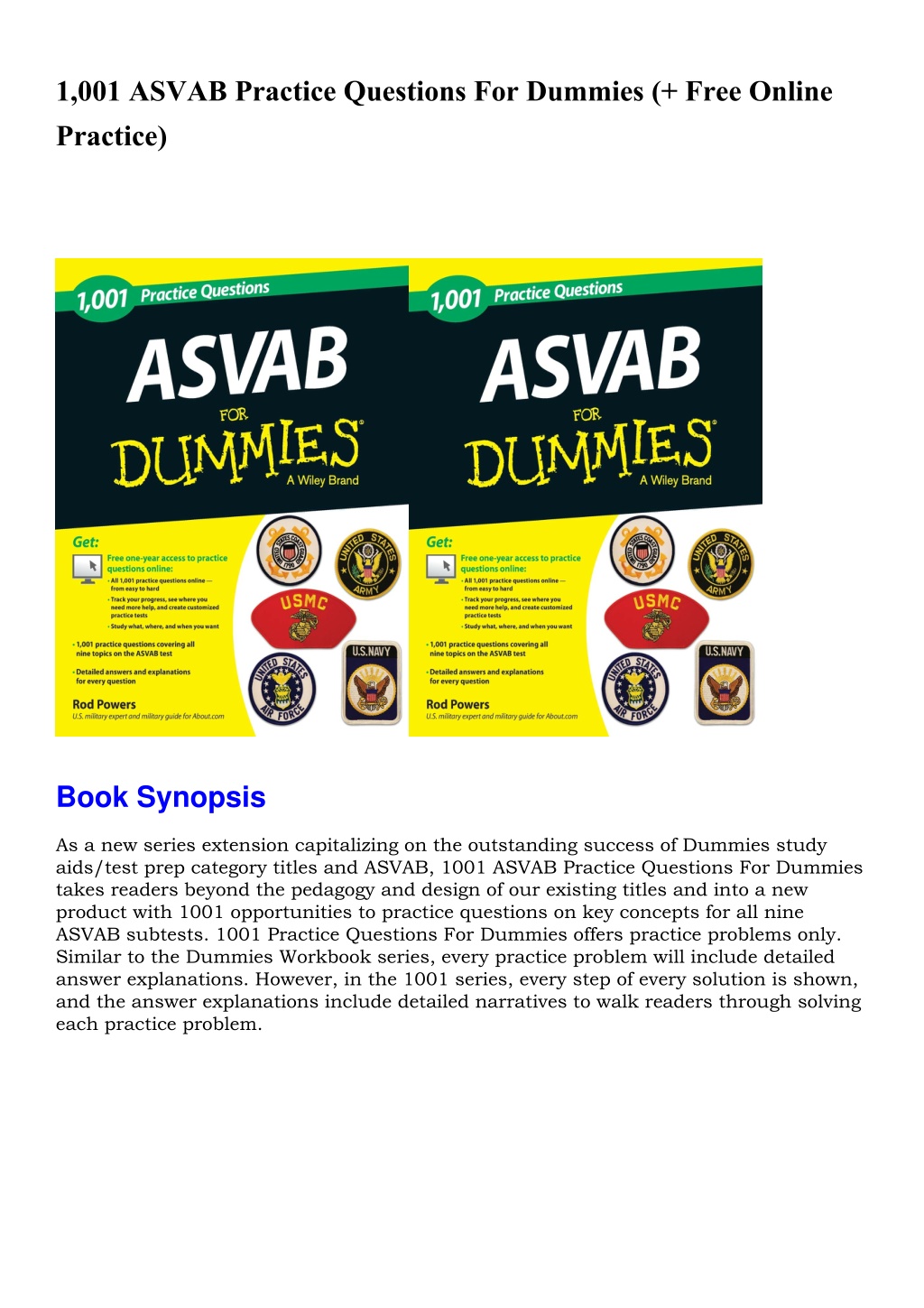 PPT DOWNLOAD 1 001 ASVAB Practice Questions For Dummies Free Online