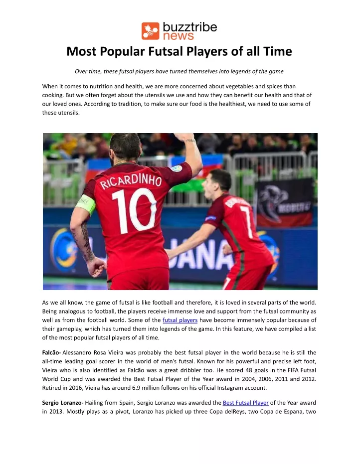 Ppt - Most Popular Futsal Players Of All Time.docx Powerpoint 