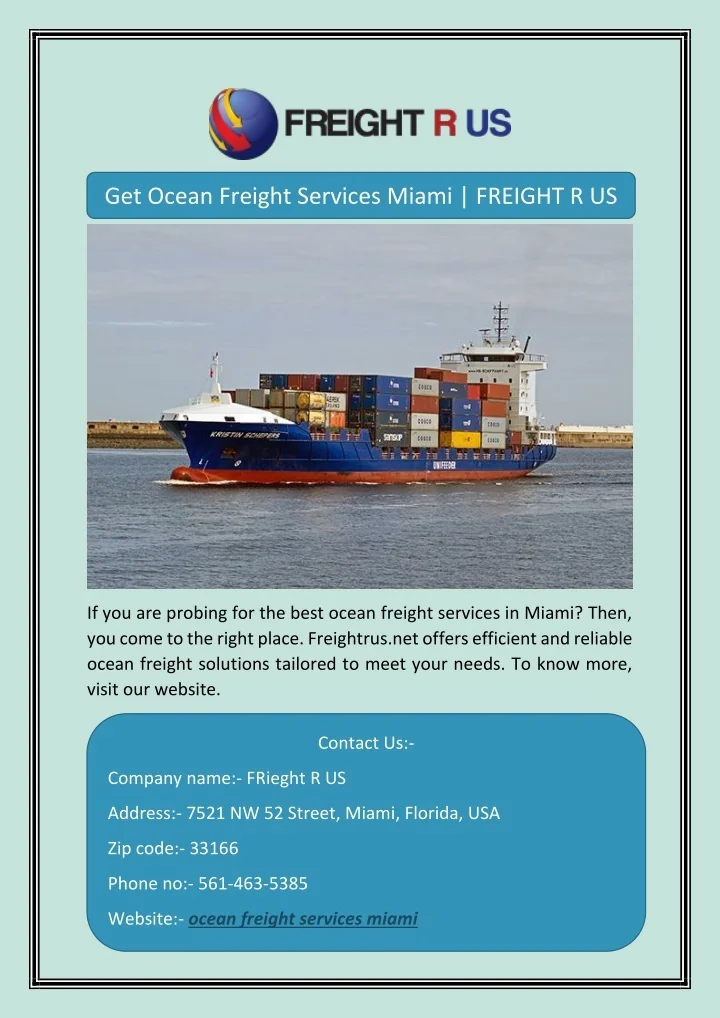 PPT - Get Ocean Freight Services Miami | FREIGHT R US PowerPoint ...