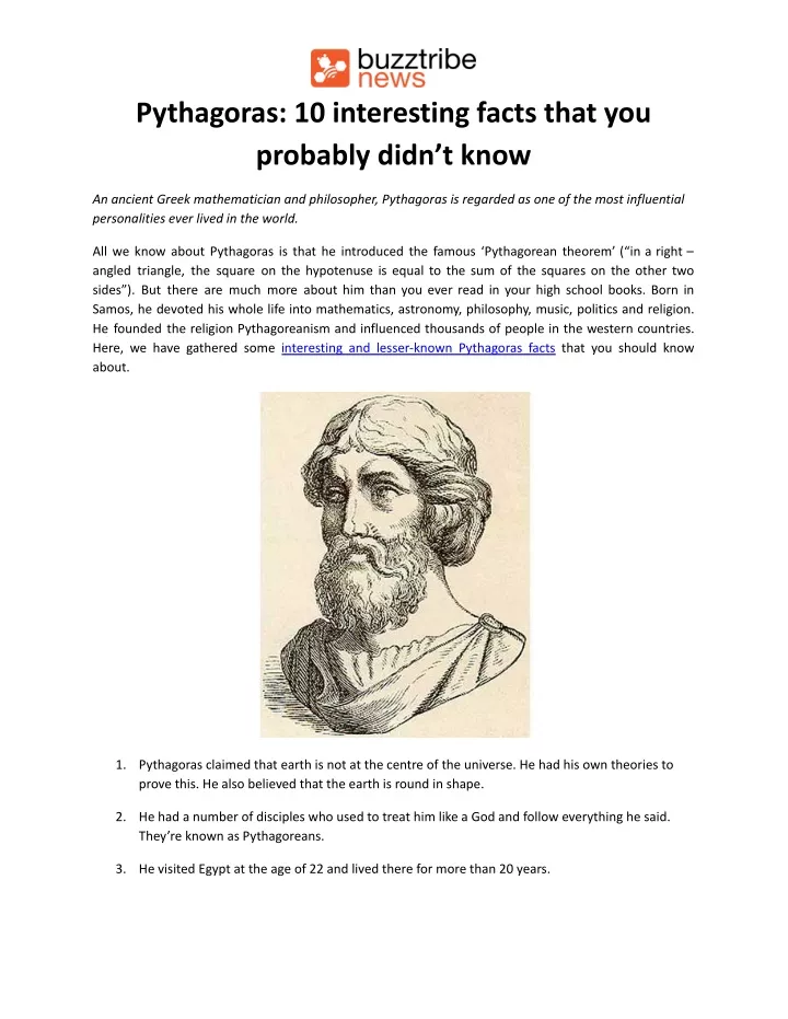 PPT  Pythagoras 10 interesting facts that you probably didn’t know