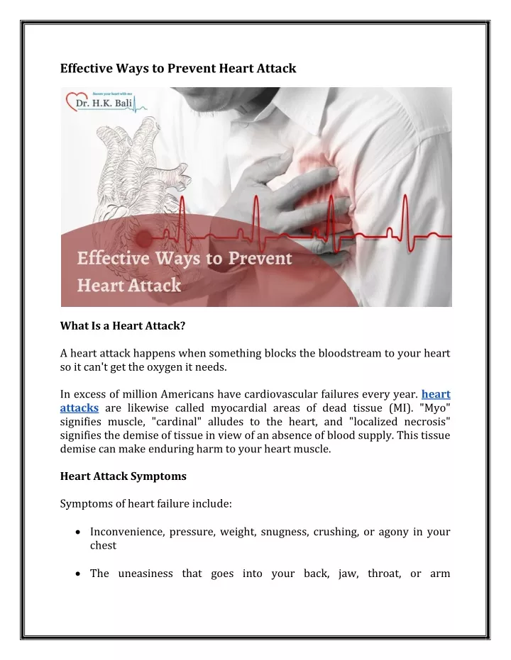 Ppt Effective Ways To Prevent Heart Attack Powerpoint Presentation