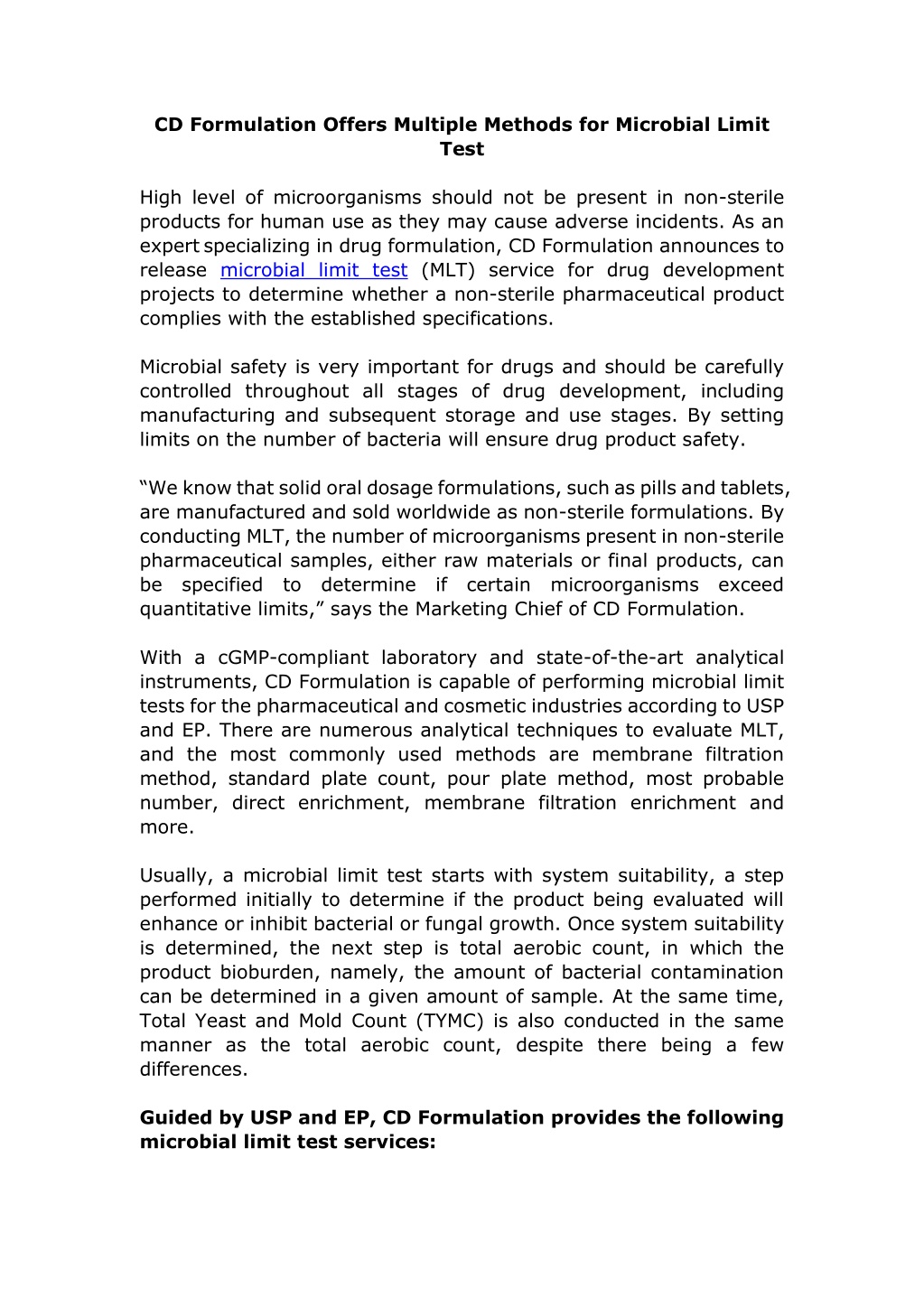 Microbial Limit Test, Industrial Microbiology