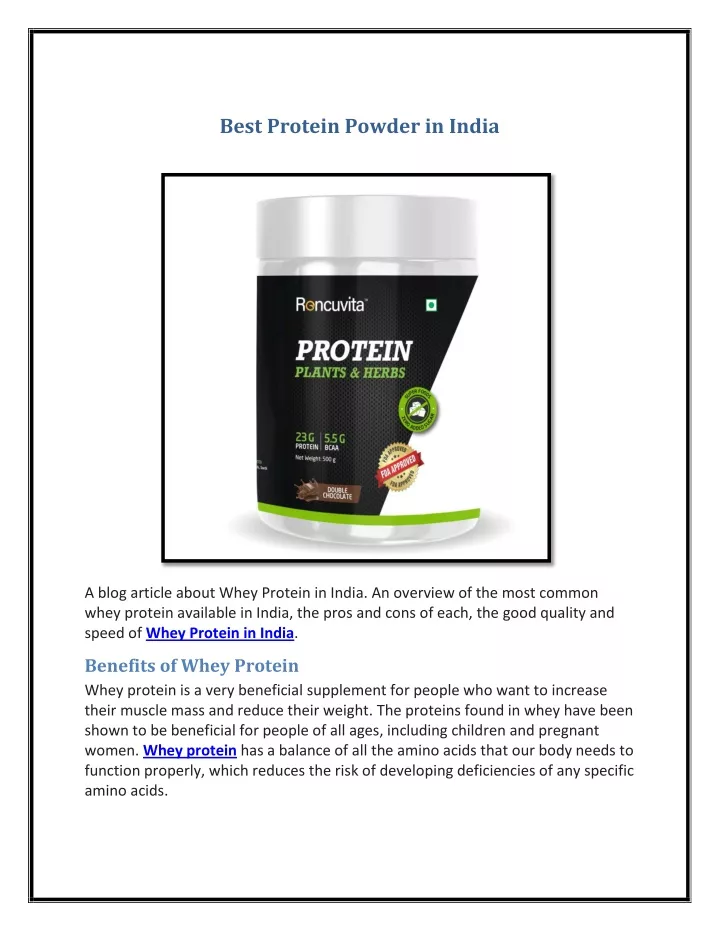 PPT Best Protein Powder in India PowerPoint Presentation, free