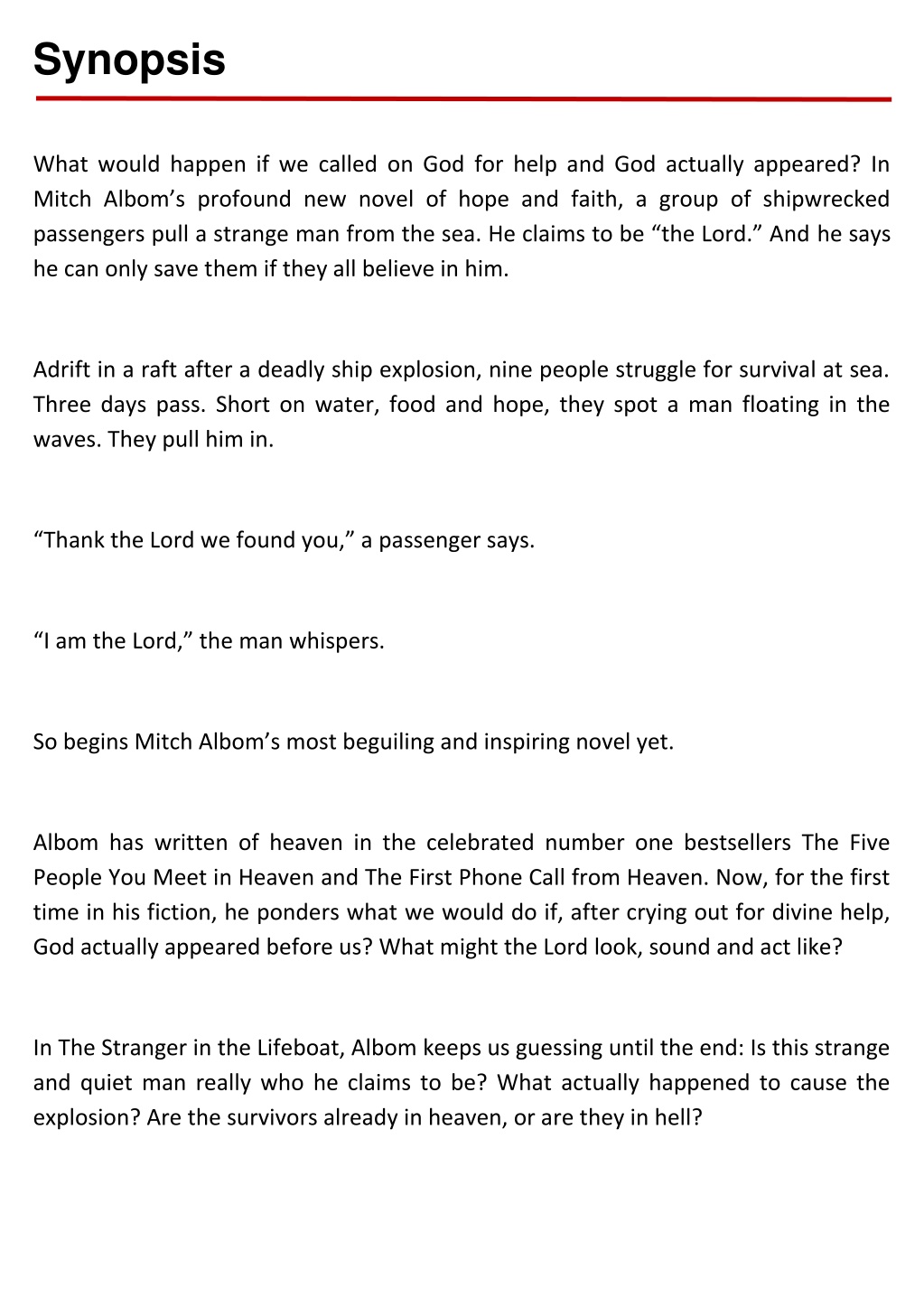 The Stranger In The Lifeboat Ending Explained PPT - [PDF] Free Download The Stranger in the Lifeboat By Mitch Albom