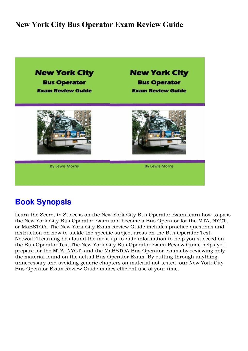 PPT EPUB New York City Bus Operator Exam Review Guide PowerPoint
