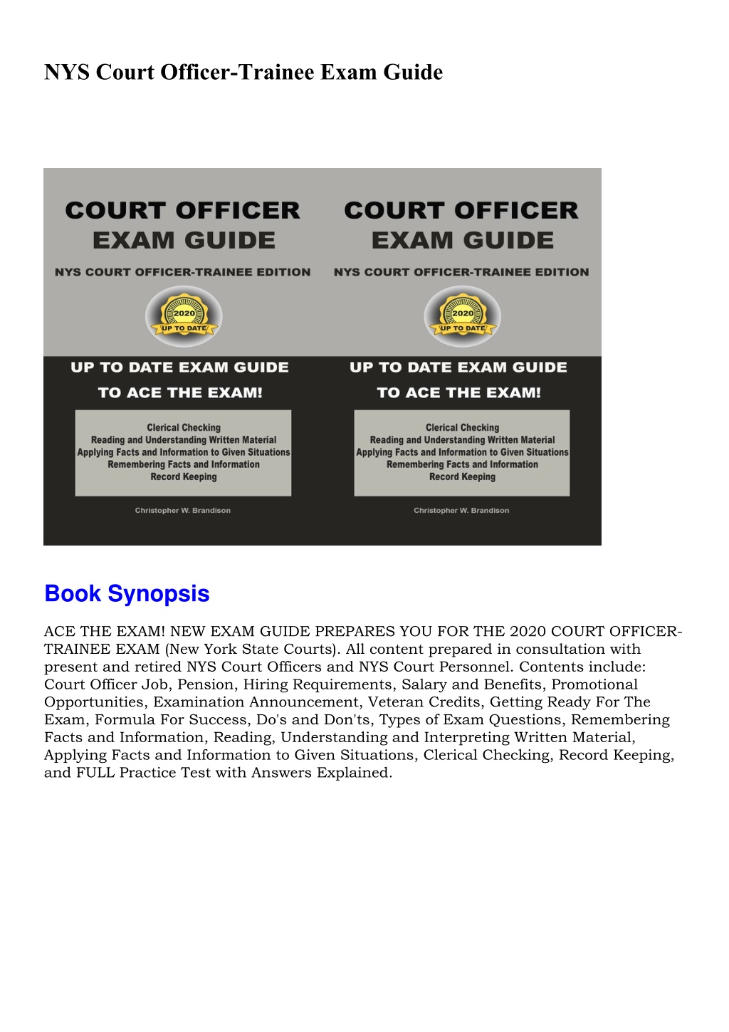 PPT DOWNLOAD NYS Court Officer Trainee Exam Guide PowerPoint