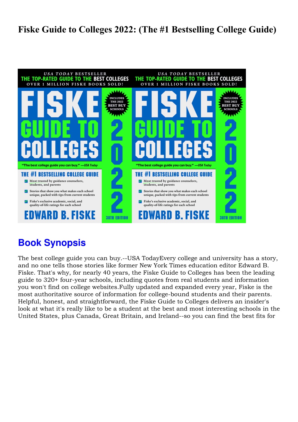 PPT EBOOK Fiske Guide to Colleges 2022 The 1 Bestselling College