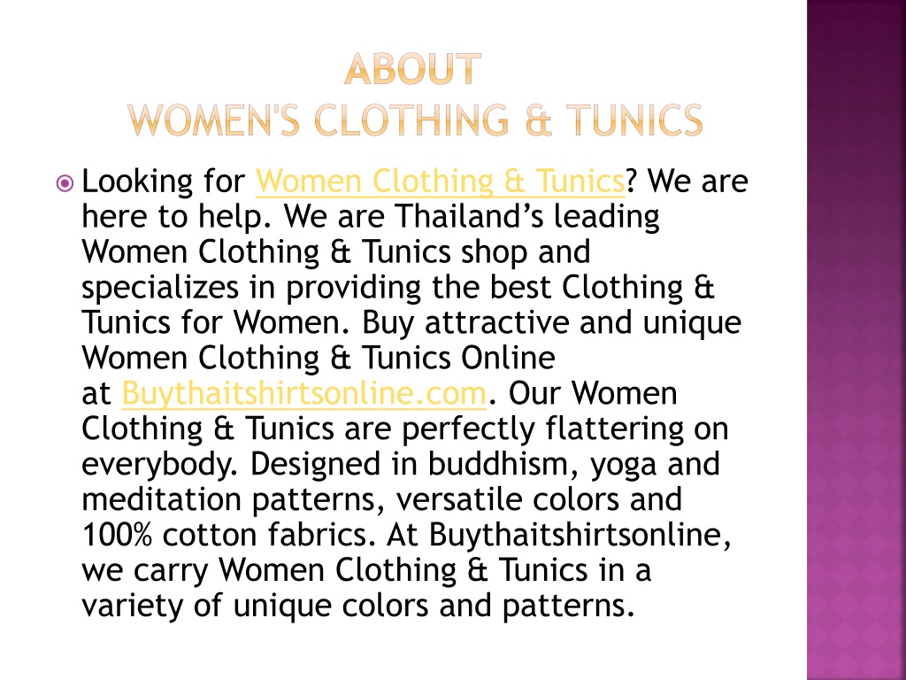 PPT - Women's Clothing & Tunics PowerPoint Presentation, free download ...