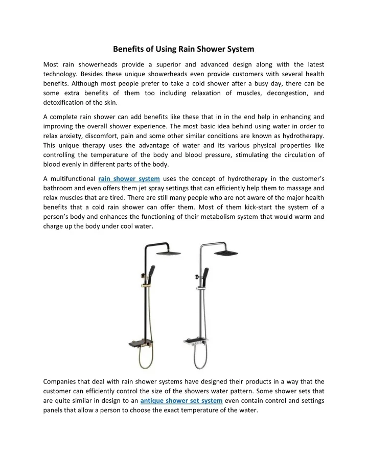 PPT Benefits of Using Rain Shower System PowerPoint Presentation