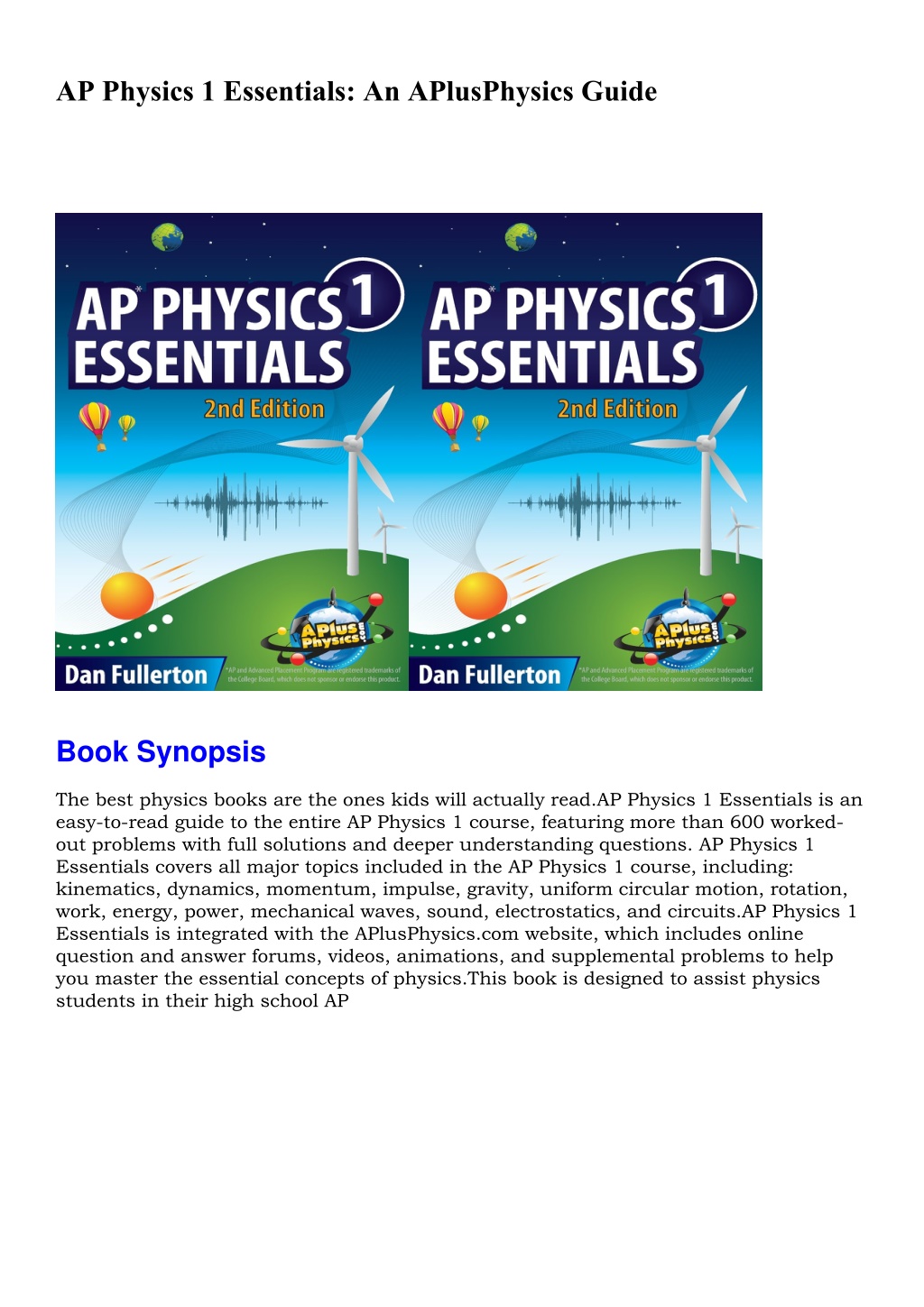 PPT - DOWNLOAD AP Physics 1 Essentials An APlusPhysics Guide PowerPoint ...