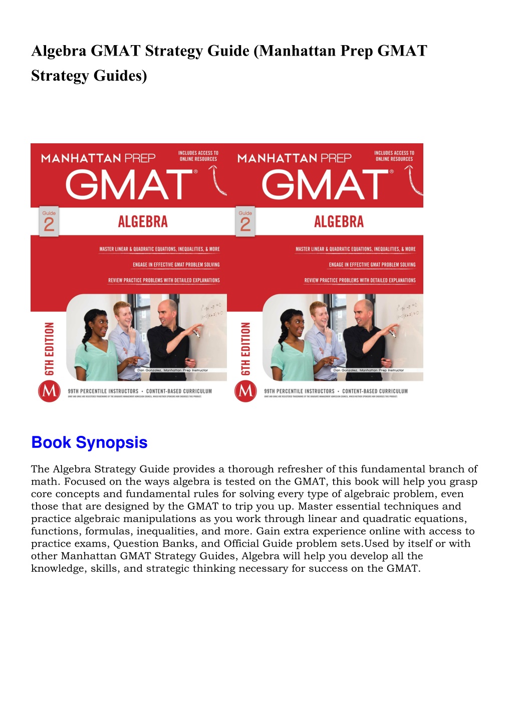 Manhattan Prep Gmat Foundations Of Math PPT - EBOOK Algebra GMAT Strategy Guide Manhattan Prep GMAT Strategy