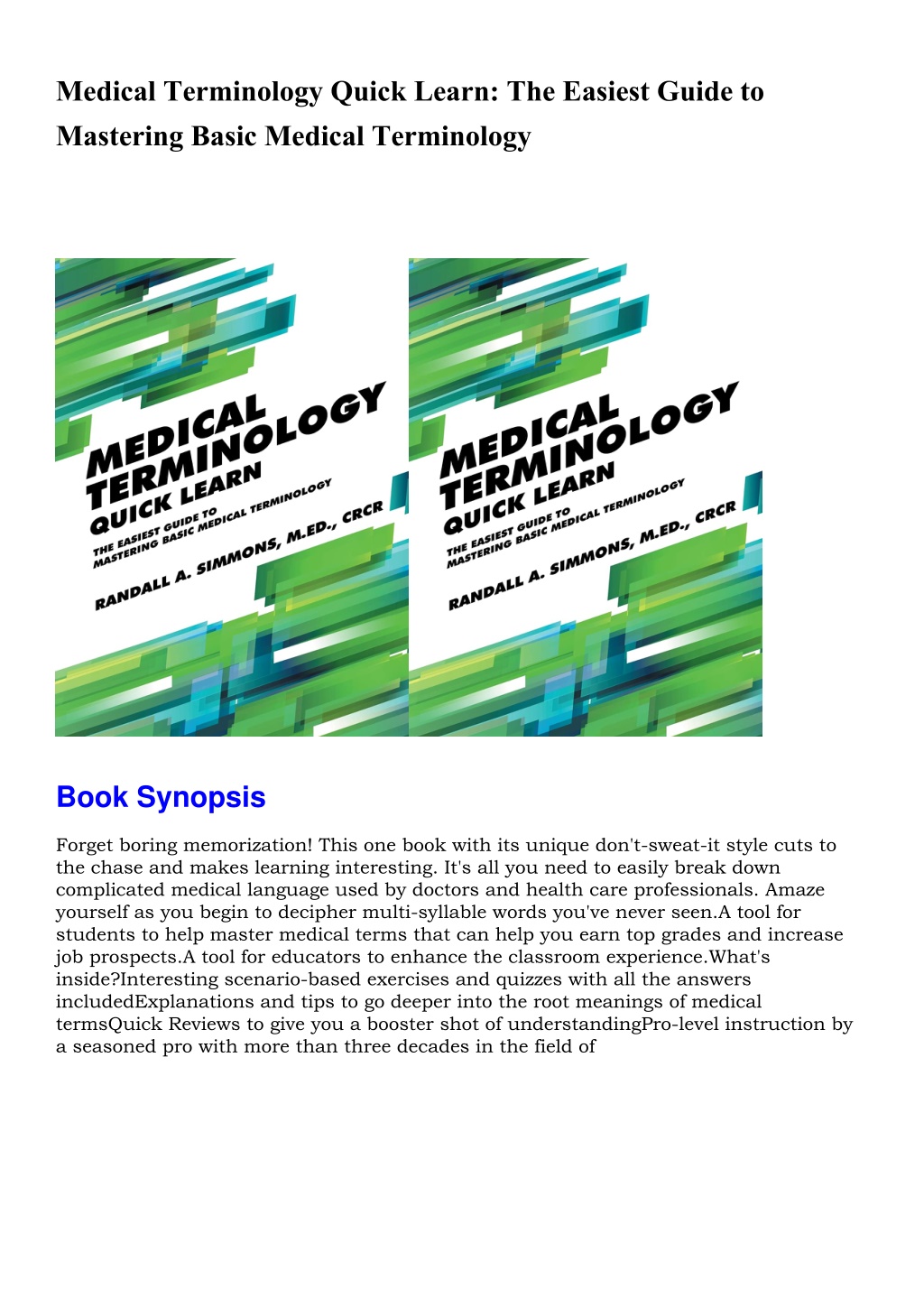 PPT EBOOK Medical Terminology Quick Learn The Easiest Guide to