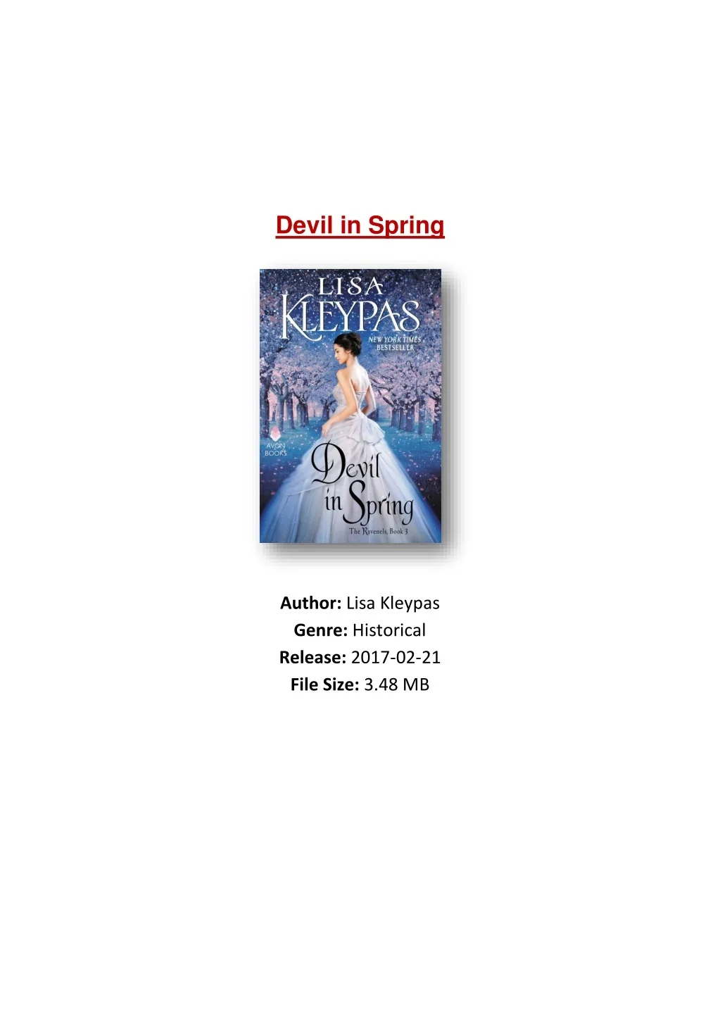 PPT - [PDF] Free Download Devil in Spring By Lisa Kleypas PowerPoint ...