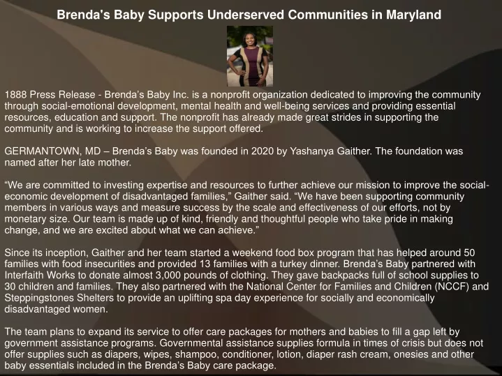 brenda s baby supports underserved communities n.