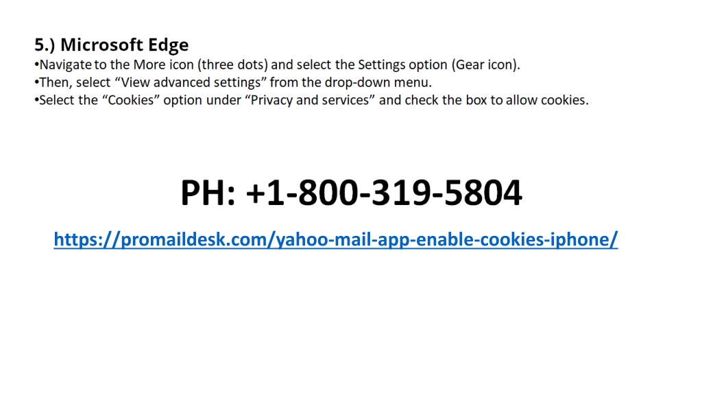 PPT Yahoo Mail Care 18003195804, How to Enable Cookies on iPhone