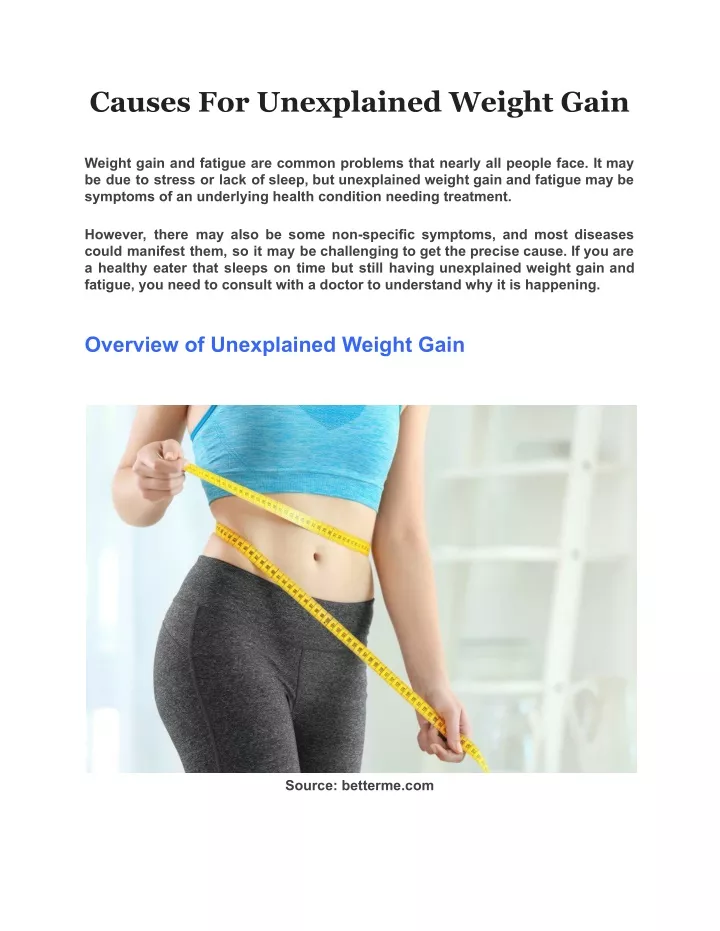 PPT - Causes For Unexplained Weight Gain PowerPoint Presentation, free ...