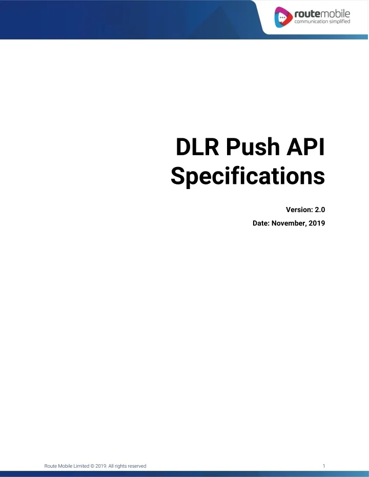 PPT DLR Push API Specifications PowerPoint Presentation, free