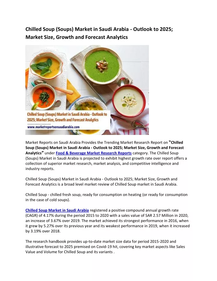 PPT - Chilled Soup (Soups) Market in Saudi Arabia - Outlook to 2025 ...