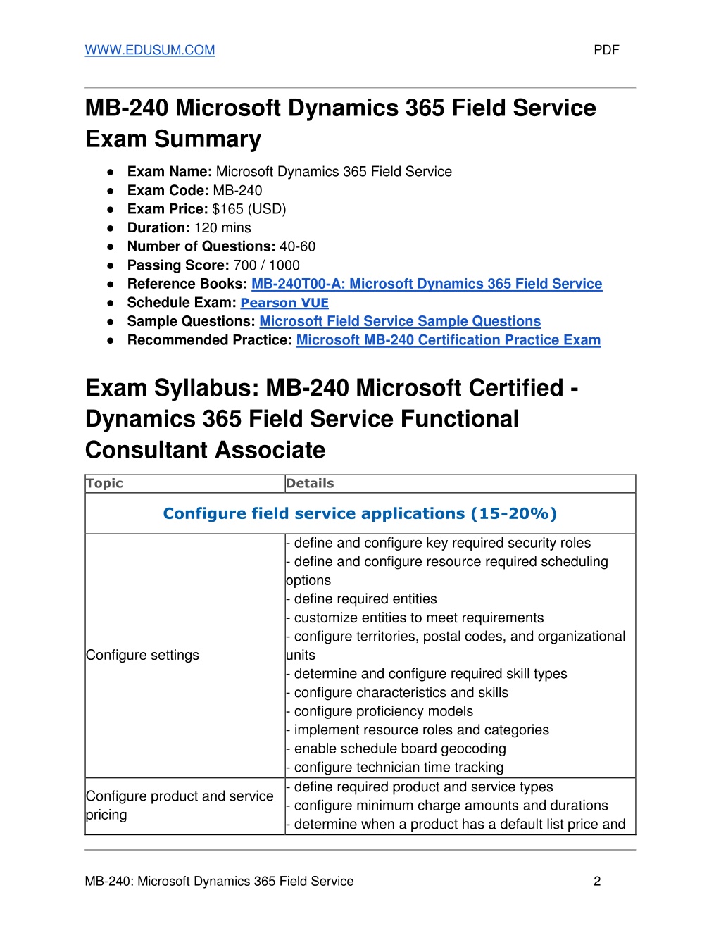 Certification MB-240 Test Questions